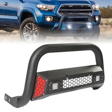 Fit For 2016-2023 Toyota Tacoma Textured Black Bull Bar Bumper Guard w/LED Light picture