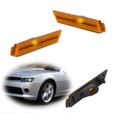 For Chevy Camaro 2010-2015 Front Bumper Side Marker Light Reflector Amber Covers picture