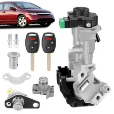 Ignition Lock Cylinder & 2 Remote Keys Set for 2006-2011 Honda Civic, Chip Inclu picture