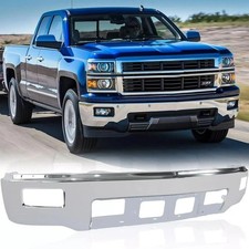 For 2014-2015 Chevy Silverado 1500 Front Bumper Face Bar Chrome W/ Fog Hole picture