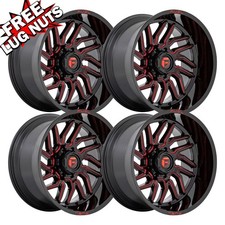 (Set-4) Fuel D808 Hurricane 20X10 5X127 Black Red -18mm Wheels Rims 20 Inch picture