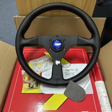 MOMO MonteCarlo 350mm 14in Leather Thickened Spoke Steering Wheel Blue Button picture