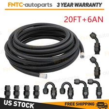 6AN 20FT AN6 Fuel Line Hose Kit Nylon Stainless Steel Braided Oil Hose Fittings picture