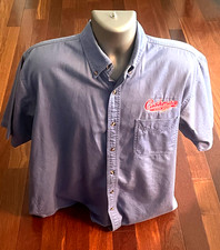 Cushman Motor Scooter Blue Stich Logo Pocket Short Sleeve Button-Up Size Large picture
