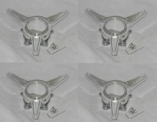 4 POLISHED ALUMINUM SPINNER TRIBAR FITS COYS SHOWWHEELS BG WHEEL RIM CENTER CAPS picture