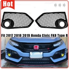 Fit 2017-2021 Honda Civic Type R FK8 Black Mesh Front Fog Light Cover Bezel Pair picture