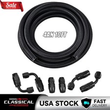 4AN Fuel Line Kit,AN4 Braided Nylon Fuel Hose CPE 10FT Black. picture