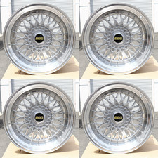BBS SUPER RS STYLE WHEELS 17x8.5 15 17x10.0 15 5x100/5x114.3 SILVER MACHINE LIP picture