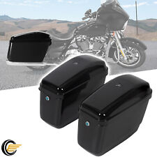 Black Motorcycle Hard Saddle Bags Side Box For Harley Honda Yamaha Universal picture