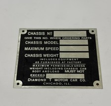 Schild Type Plate Large ID Plate S108 Diamond T USA Truck LKW Oldtimer picture