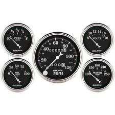 AutoMeter 1708 Old Tyme Black 5-Piece Analog Gauge Set picture