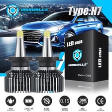 4-Side 360° H7 COB LED Headlight Kit Bulbs 2400W 360000LM Hi/Lo Beam 6000K White picture