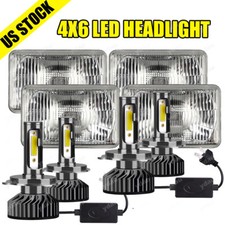 4X6 Stock Glass Lens / Metal Headlight 6000k 6k LED HID Light Bulb Headlamp Set picture