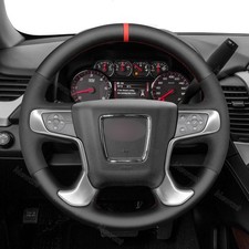 Suede&Black Leather Steering Wheel Hand Sewing Wrap For GMC YUKON/Sierra 15-20 picture