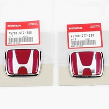 96-00 Honda Civic EK JDM RED H Type R - Front Rear Emblem 2PCS Set 92-95 Accord picture