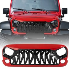 Front Grill Inserts Mustang Black/Red Compatible with 07-18 Jeep Wrangler JK/JKU picture