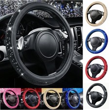 Bling Steering Wheel Cover Crystal Diamond Leather Car Wheel Protect Women Gifts picture
