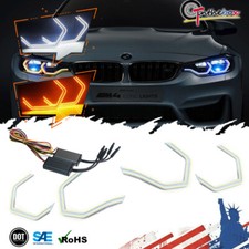 Set of (4) 540-SMD Concept M4 Iconic Style LED Angel Eye W/Relay Wiring Fits BMW picture