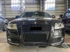 Gloss Black RS6 Style Honeycomb Front Bumper Grille For Audi A6 S6 C6 2005–2011 picture