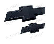 2pcs Gloss Black Fit 2015-2020 Chevrolet Tahoe Suburban Front Rear Bowtie Emblem picture