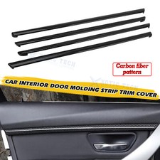 Carbon Fiber Black Inner Door Strip Overlay Cover For BMW 3 Series F30 2012-18 picture