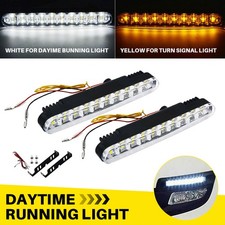 AUTO LED Daytime Running Light DRL Driving Turn Signal Fog Lamp White Amber 12V picture