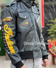 New Indian Motorcycle Black Leather Fashion Jacket Authentic Leather Jacket picture