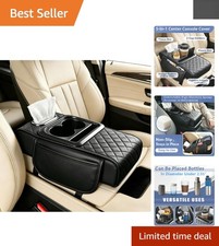 Versatile 5-in-1 Car Armrest Cover: Cup Holder, Tissue Box & More - Waterproof picture