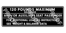 Cessna 150 150L Baggage Placard P/N 0505007-1 120 LB Aircraft Decal 2 Pack picture