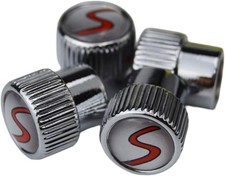 Set of 4 Metal Tire Valve Stem Caps with Resin Emblem Cover for Mini Cooper S picture