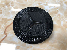 Hood Glossy Black Flat Laurel Wreath Badge Emblem FOR Mercedes Benz C300 C43 C63 picture