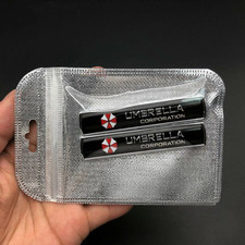 2x Metal Black Resident Evil Umbrella Corporation Emblem Car Badge Decal Sticker picture