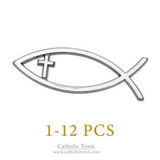 1-12 Car Chrome Emblem Jesus Christian Fish Symbol 3D Decal Badge ( CFAEC-S ) picture