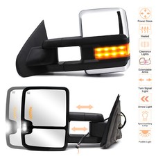 Pair Towing Mirrors Power Turn Signal For 2016-2018 GMC Sierra 2500 Chrome picture
