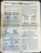 ORIGINAL Winfield Carburetor Model S Installation And Adjusting Instructions  picture