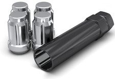 Chrome M12x1.25 Spline Lug Nut with Key, 4 Pack (for AFTERMARKET Wheels) 12x1.25 picture