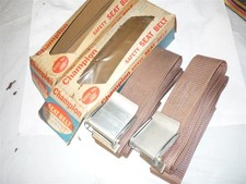 vintage 50's 60's heavy weave tan seat belts pair Mopar GM Ford picture