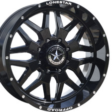 22 Inch F250 Gloss Black Wheels Lonestar Renegade 22x10 Ford -25mm Excursion 22