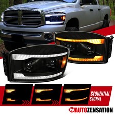 Fit 2006-2009 Dodge Ram 1500 2500 Projector Headlights Sequential LED DRL Smoke picture