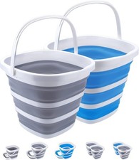 2-Piece Foldable Bucket Set 10L / 2.6 Gallon Clean Water Bucket Mop Bucket  picture