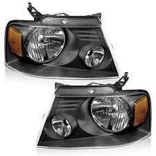 WEELMOTO Headlights For 2004-2008 Ford F150 06-08 Lincoln Mark LT Black Lamp L+R picture