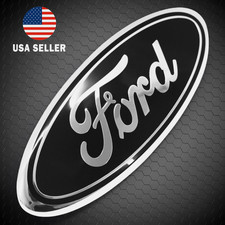 BLACK & CHROME 2005-2014 Ford F150 FRONT GRILLE/ TAILGATE 9 inch Oval Emblem 1PC picture