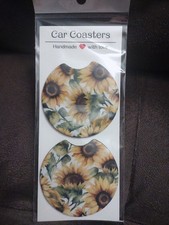 Sublimated Car Coasters-Sunflowers picture
