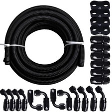 6AN 8AN 10AN 10FT 20FT CPE Braided Nylon Fuel Line Kit Hose end Fittings BLACK picture