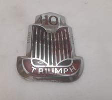** (1) VTG British Leyland Triumph 10 Hood Emblem w/ Silver Black and Red Colors picture