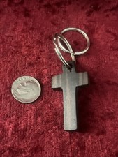 Cross Wood Wooden Vintage Keychain Key picture