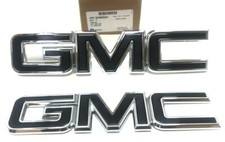 2015-2019 GMC Canyon Front and Rear Emblem Set Black/Chrome OEM 84380554 picture