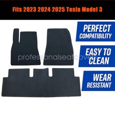 Full Set Front & Rear Floor Mats Carpet For 2023-2025 Tesla Model 3 Black New picture