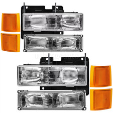 Headlights For 1994-1999 Chevy C/K 1500/2500/3500 Chrome Housing Headlamps LH+RH picture