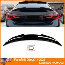 For 2014-22 Infiniti Q50 Rear Trunk Spoiler High Kick JDM PSM Style Gloss Black picture